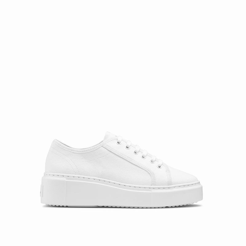 Russell & Bromley High Bar Womens Lace Up Flatform Sneakers White |SQB6166WO|